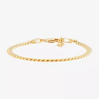Made in Italy Girl's 14K Gold 5 1/2 Inch Hollow Cuban Chain Bracelet