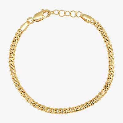 Made in Italy Girl's 14K Gold 5 1/2 Inch Hollow Cuban Chain Bracelet