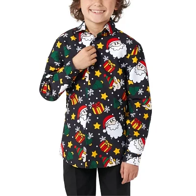 Suitmeister Little & Big Boys Notch Collar Long Sleeve Dress Shirt