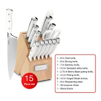 Cuisinart® Classic 15-pc. White Triple Rivet Knife Block Set