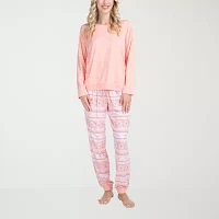 Muk Luks Womens Average Figure Long Sleeve 2-pc. Pant Pajama Set