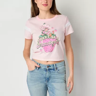 Juniors Strawberry Shortcake Ringer Tee Womens Crew Neck Short Sleeve Graphic T-Shirt