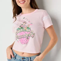 Juniors Strawberry Shortcake Ringer Tee Womens Crew Neck Short Sleeve Graphic T-Shirt