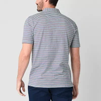 St. John's Bay Striped Sueded Jersey Mens Slim Fit Short Sleeve Pocket Polo Shirt