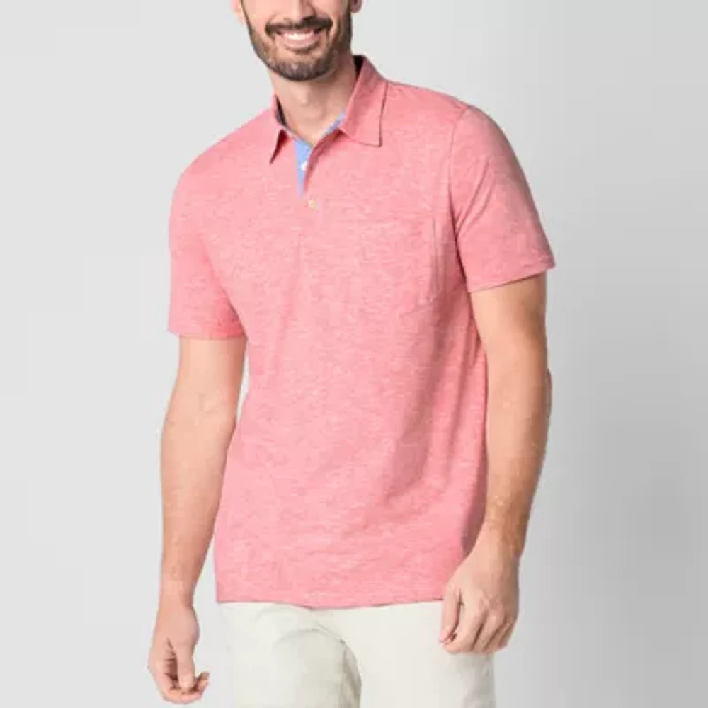 St. John's Bay Sueded Jersey Mens Classic Fit Short Sleeve Pocket Polo Shirt