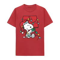 Mens Short Sleeve Snoopy Christmas Graphic T-Shirt