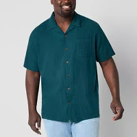 St. John's Bay Camp Shirt Big and Tall Mens Classic Fit Short Sleeve Button-Down