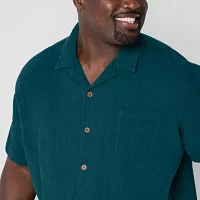 St. John's Bay Camp Shirt Big and Tall Mens Classic Fit Short Sleeve Button-Down