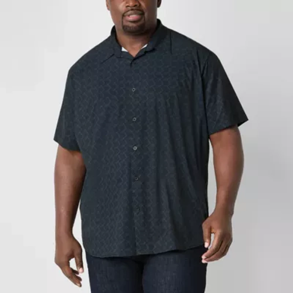 Shaquille O'Neal XLG Big and Tall Mens Classic Fit Short Sleeve Button-Down Shirt