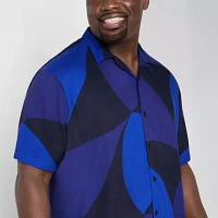 Shaquille O'Neal XLG Big and Tall Mens Classic Fit Short Sleeve Button-Down Shirt