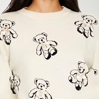 Forever 21 Juniors Bear Sweater Womens Crew Neck Long Sleeve Animal Pullover