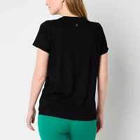 Xersion Womens Crew Neck Short Sleeve Graphic T-Shirt