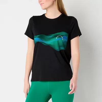 Xersion Womens Crew Neck Short Sleeve Graphic T-Shirt