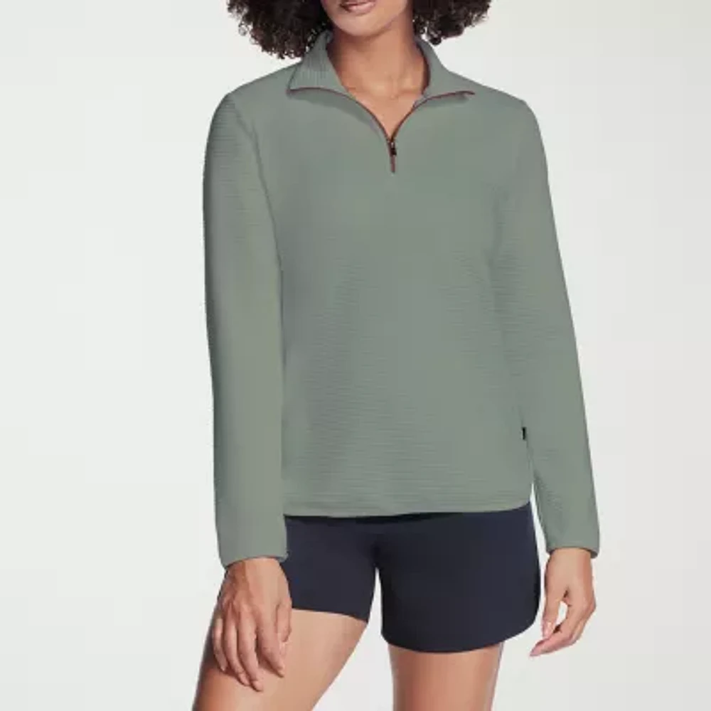 Skechers Womens Mock Neck Long Sleeve Active Quarter-Zip Pullover