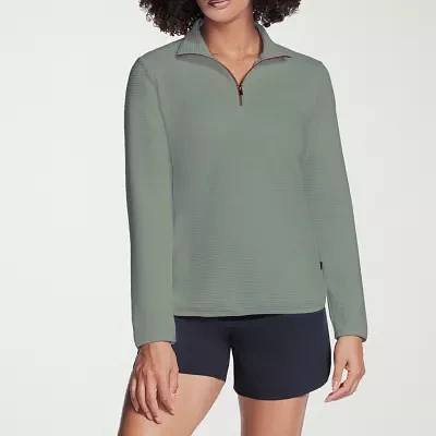 Skechers Womens Mock Neck Long Sleeve Active Quarter-Zip Pullover