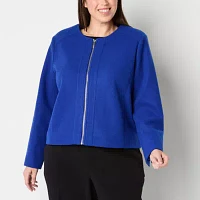 Liz Claiborne Lightweight Womens Plus Cropped Jacket