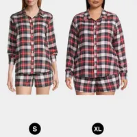 Arizona Body Womens Juniors Flannel Long Sleeve Pajama Top