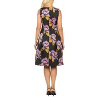 Giovanna Signature Womens Sleeveless Floral Fit + Flare Dress