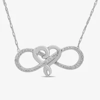 Hallmark Diamonds Womens 1/10 CT. T.W. Mined White Diamond Sterling Silver Heart Infinity Pendant Necklace