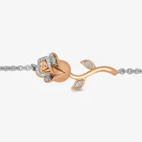 Enchanted Disney Fine Jewelry 14K Rose Gold Over Silver Sterling Silver 7 Inch Flower Beauty and the Beast Belle Princess Chain Bracelet