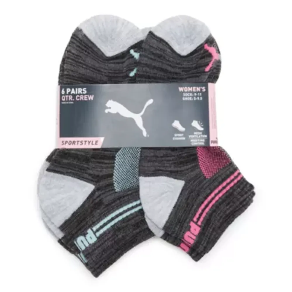 PUMA 6 Pair Quarter Ankle Socks Womens