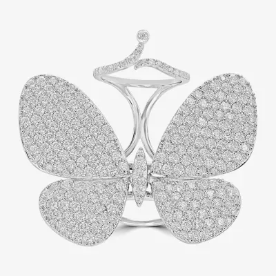 Diamonart Womens White Cubic Zirconia Sterling Silver Butterfly Cocktail Ring