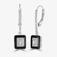 Diamonart White Cubic Zirconia Sterling Silver Square Drop Earrings