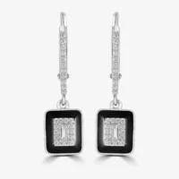 Diamonart White Cubic Zirconia Sterling Silver Square Drop Earrings