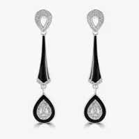 Diamonart White Cubic Zirconia Sterling Silver Pear Drop Earrings