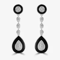 Diamonart White Cubic Zirconia Sterling Silver Pear Drop Earrings