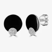 Diamonart White Cubic Zirconia Sterling Silver 11.5mm Round Stud Earrings