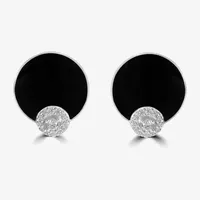 Diamonart White Cubic Zirconia Sterling Silver 11.5mm Round Stud Earrings