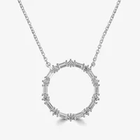 Diamonart Womens White Cubic Zirconia Sterling Silver Round Pendant Necklace