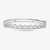 Diamonart White Cubic Zirconia Sterling Silver Round Bangle Bracelet