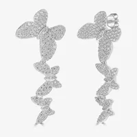 Diamonart 1 1/2 CT. T.W. White Cubic Zirconia Sterling Silver Butterfly Ear Climbers