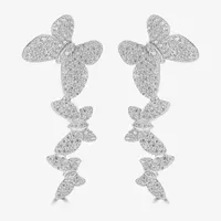 Diamonart 1 1/2 CT. T.W. White Cubic Zirconia Sterling Silver Butterfly Ear Climbers