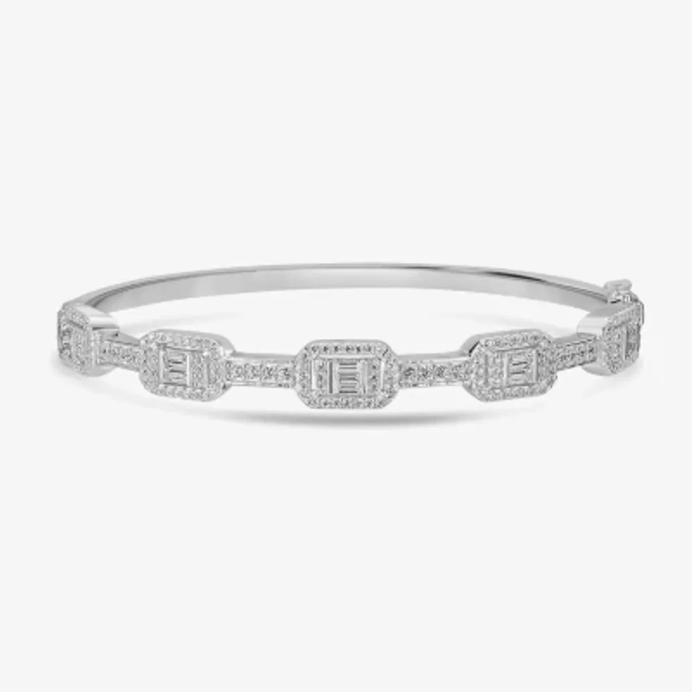 Diamonart 2 1/3 CT. T.W. White Cubic Zirconia Sterling Silver Rectangular Bangle Bracelet