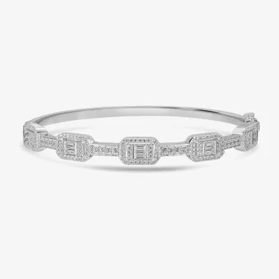 Diamonart 2 1/3 CT. T.W. White Cubic Zirconia Sterling Silver Rectangular Bangle Bracelet