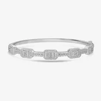 Diamonart 2 1/3 CT. T.W. White Cubic Zirconia Sterling Silver Rectangular Bangle Bracelet