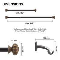 Deco Window Pomogranate 3/4 IN Curtain Rod