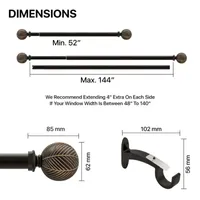 Deco Window Morocon Wood Ball 1 IN Curtain Rod