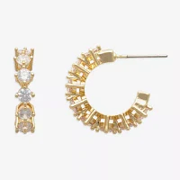 Mixit Hypoallergenic Gold Tone Cubic Zirconia Hoop Earrings