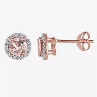 Pink Morganite & Diamond-Accent Stud Earrings