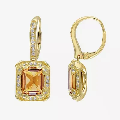 Genuine Citrine, White Topaz and Diamond-Accent Earrings