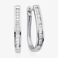 1/2 CT.T.W. Natural Diamond 10K White Gold Hoop Earrings