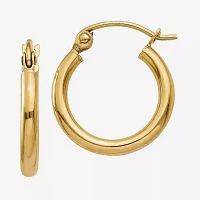 14K Gold 15mm Round Hoop Earrings