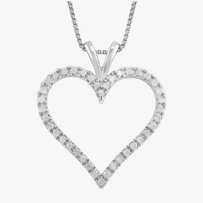 Womens 1/4 CT. T.W. Lab Grown White Diamond Sterling Silver Heart Pendant Necklaces