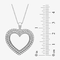 Womens 1/ CT. T.W. Lab Grown White Diamond Sterling Silver Heart Pendant Necklace