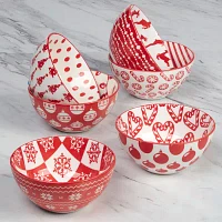 Certified International Peppermint Candy 6-pc. Porcelain Ice Cream Bowl