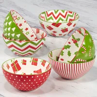 Certified International Holiday Fun 6-pc. Porcelain Ice Cream Bowl